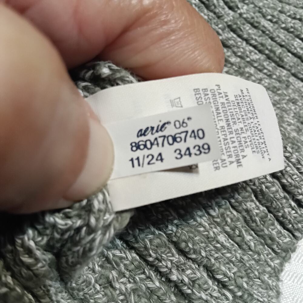 Aerie Mockneck Cotton Sweater Marled Green Size Medium Comfort Cozy Cottagecore - Picture 6 of 8